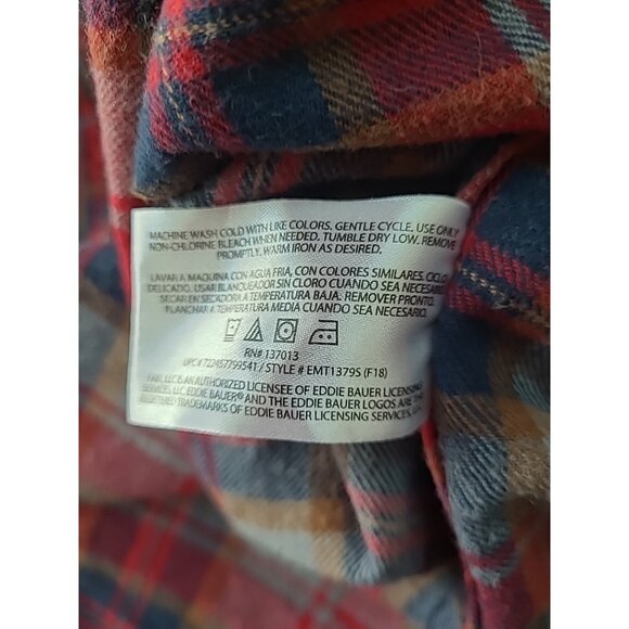 Eddie Bauer Men XXL Plaid Heavy Button-Up Shirt Long Sleeve Work Street Wear Red - Picture 13 of 13
